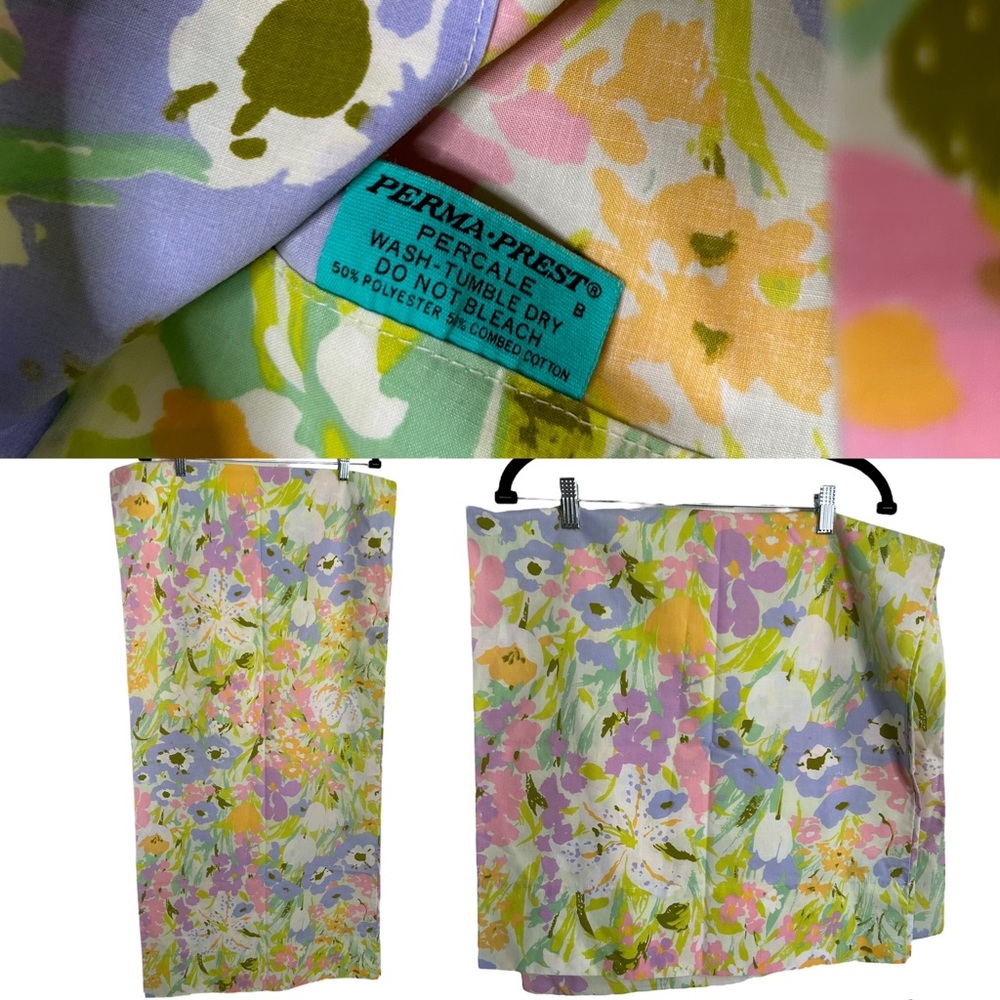Colorful Vintage Perma-prest Large Pillowcase Shams Set